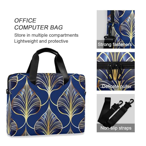 Maletín para portátil ALAZA estilo Art Deco Azul Real y Oro miniatura 5