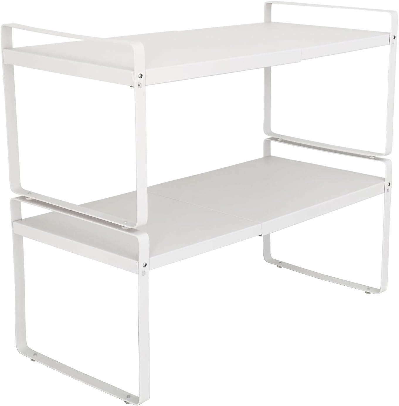 Set of 2 Black Kitchen Countertop Shelves, Expandable Cabinet Shelf Organizers, Stackable Metal Pantry Storage Shelves for Spice Rack, Cupboard