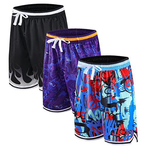 2/3 Pack Basketball Shorts with Zipper Pockets for Men,Active Athletic Shorts