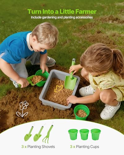 Image of VEVOR Mud Kitchen, Outdoor Mud Kitchen for Kids, Wood Outdoor Play Kitchens with Stoves, Hooks, Double Sinks, Planting Shovels, Spatulas, Cookware Pots and Accessories, Play with Water and Sand