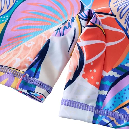 Image of Girls Swimsuit Long Sleeve Rash Guards Swim Suit 4-12Y