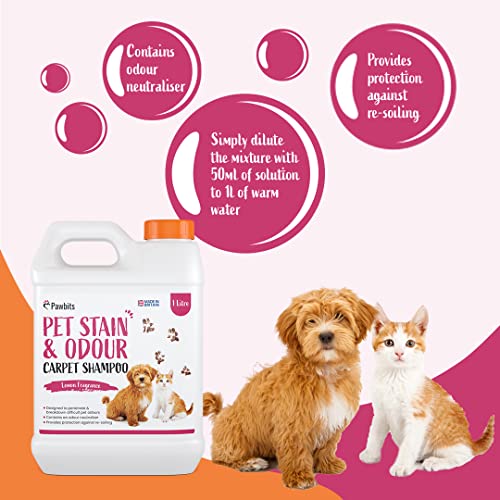 Pet Stain and Odour Carpet Shampoo 1L Super Concentrated Lemon