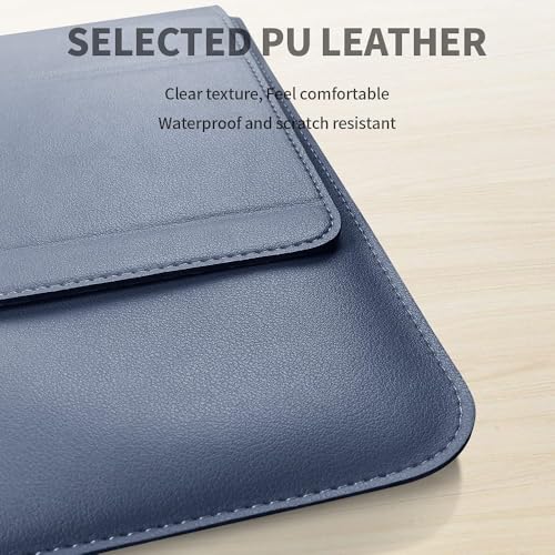 Image of TechTrendz Laptop Case Sleeve with Stand Adjustable & Foldable, Universal Multi-Function PU Leather Laptop Sleeve Case for MacBook Neo A3404, 13 /14 inch Laptop Bag with Heat Dissipation (Grey)