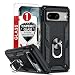 Produktbild LeYi Handyhülle für Google Pixel 8 Hülle mit 1 Stück Schutzfolie, Google Pixel 8 Case mit Displayschutz und 360 Grad Metall Ring Ständer Stoßfest Schutzhülle Armor Outdoor Cover Hard Case Schwarz