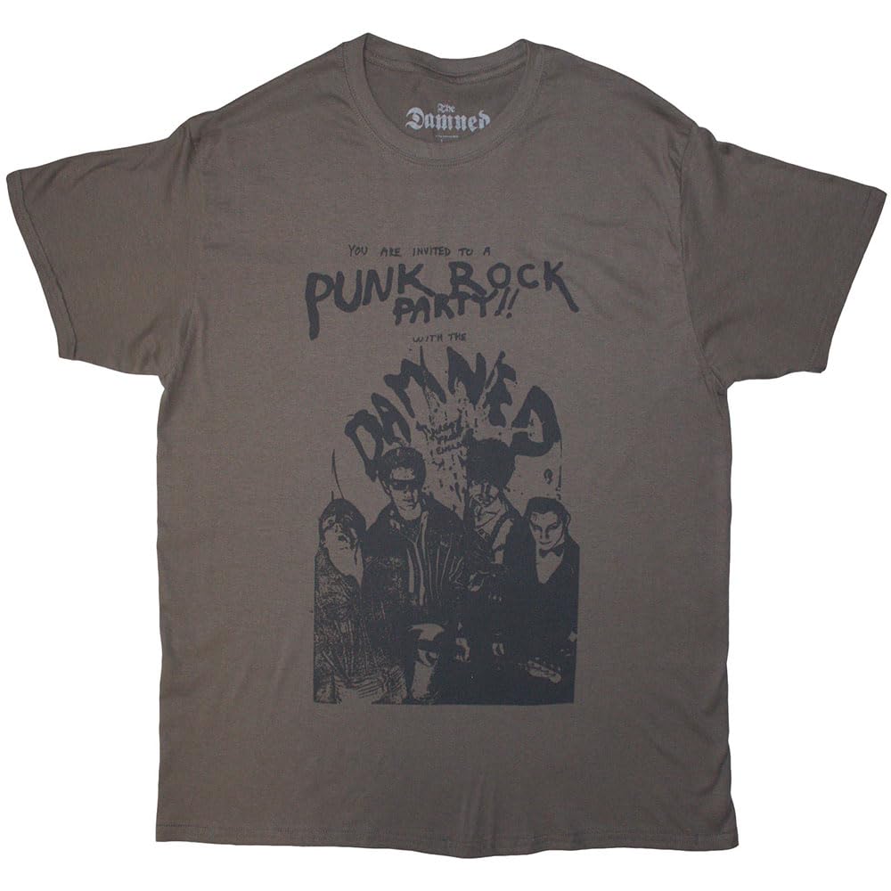 Rock Off officially licensed products The Damned Party Flyer T Shirt L Grey