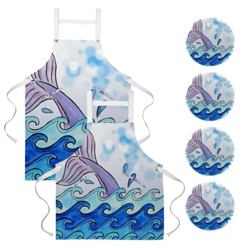 Tablier de serveuse multicolore lot de 2 pour nettoyage et cuisine bar