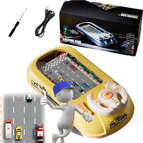 GLOTOYS Musical Racing Car Steering Wheel Toy, Interactive Driving Simulator with Sounds, Lights, and Racing Game, Educational Car Toy for Boys & Girls 4-6 Years, Christmas & Birthday Gift (Yellow)