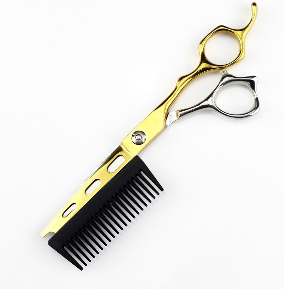 Hair Cutting Scissors 6 Inch Professional JP 440c Steel 2 In 1 Gold With Comb Barber Tools Haircut Shears Hairdressing