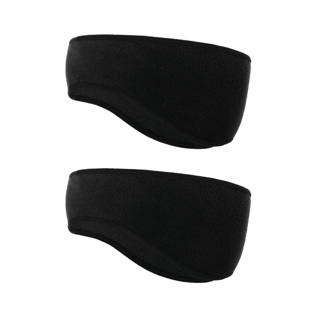 Makomaki Unisex Black 2Pc Warm Fleece Earmuffs Headband Soft Windproof Ear Warmer Outdoor Sports Headbands Ideal For Skiing Running Cycling(Black 2Pc)