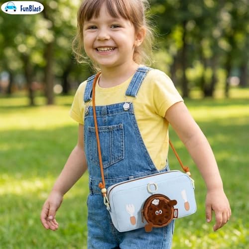 Image of FunBlast Pencil Pouch for Girls - Cartoon Pouch with Hanging Strap & Coin Pouch, Multipurpose Zipper Case, Aesthetic Pouches for Girl, Kawaii Pencil Case, Cute Pouches for Girls (SkyBlue)