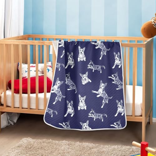 Image of vvfelixl Baby Swaddle Blanket for Boys Girls Blue Heeler Dog Baby Blanket for Newborn Nursery Blanket for Crib Stroller 30x40 in
