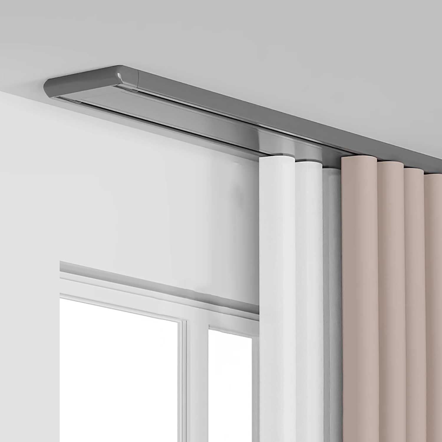 Système de tringle à rideaux double voie en aluminium – Tringle à rideaux de 1,8 m / 5.9ft montée au plafond pour rideaux coulissants lisses et solutions polyvalentes de décoration d'intérieur