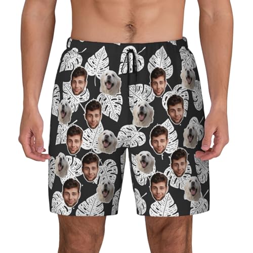 Iuwfyul Personalized Men's Swim Trunks Custom Face Swim Shorts Men with Photo Mens Bathing Suit with Mesh Lining Quick Dry