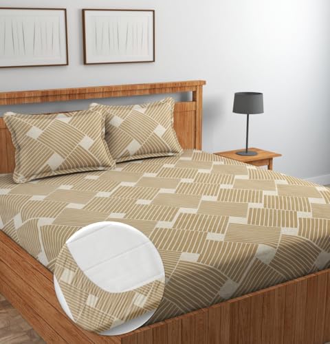 Image of NHD HOME Pure Cotton All Round Elastic Fitted Bedsheets for Double Bed with 2 King Size Pillow Covers 220 TC Supersoft |Wrinkel Free Bed Cover Size - 72x78+10 inches, Mouse