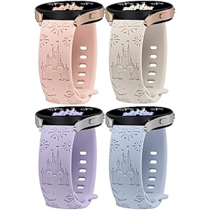 4 Packs Cartoon Engraved Bands Compatible with Samsung Galaxy Watch 7/FE/6/5/4/Active 2 40mm 44mm/Watch 5 Pro 45mm/Watch 6 Classic/Watch 3 41mm Women, 20mm Cute Anime Designer Soft Strap