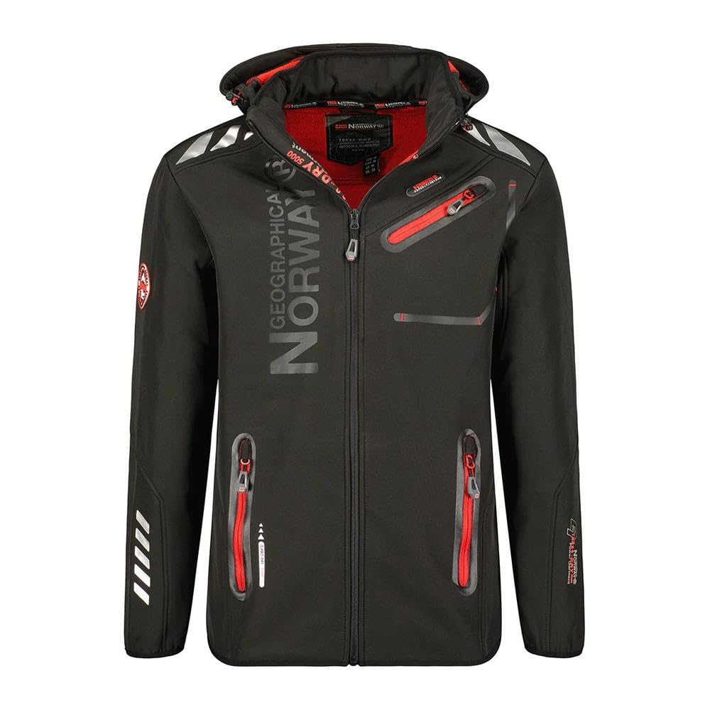 Geographical Norway Men's GN-ROYAUTE Softshell Parka Black/Orange, Black, XXL