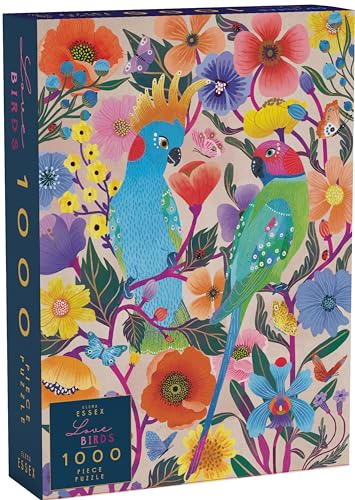 Elena Essex 1000 Piece Jigsaw Puzzle for Adults - Lovebirds With Colourful Art Butterfly and Bird Design - 70x50cm