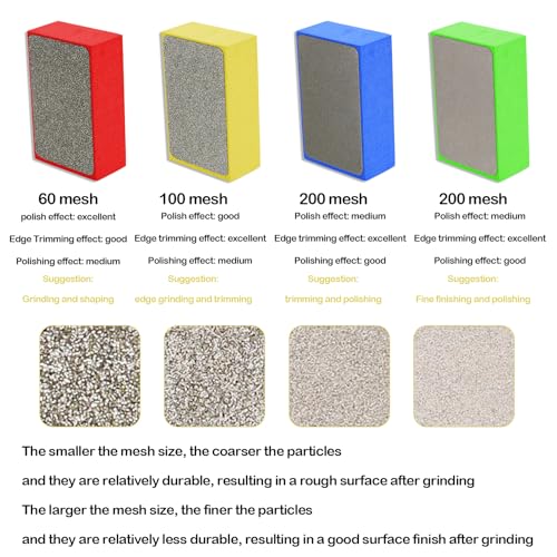 4 Pcs Diamond Hand Polishing Pads, Tile Polishing Pads Porcelain Polishing Pads, Glass Polishing Kit for Concrete Stone Marble Granite Ceramic Porcelain Sanding Blocks, 60# 100# 200# 400# - Image 4