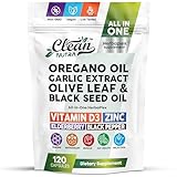 Herbaplex Immune Support Supplement Vitamin D Zinc Gluconate Oregano Oil Extract Black Cumin Garlic Olive Leaf Extract Elderberry Black Pepper 120 Immunity Blend Capsules by Clean Nutra