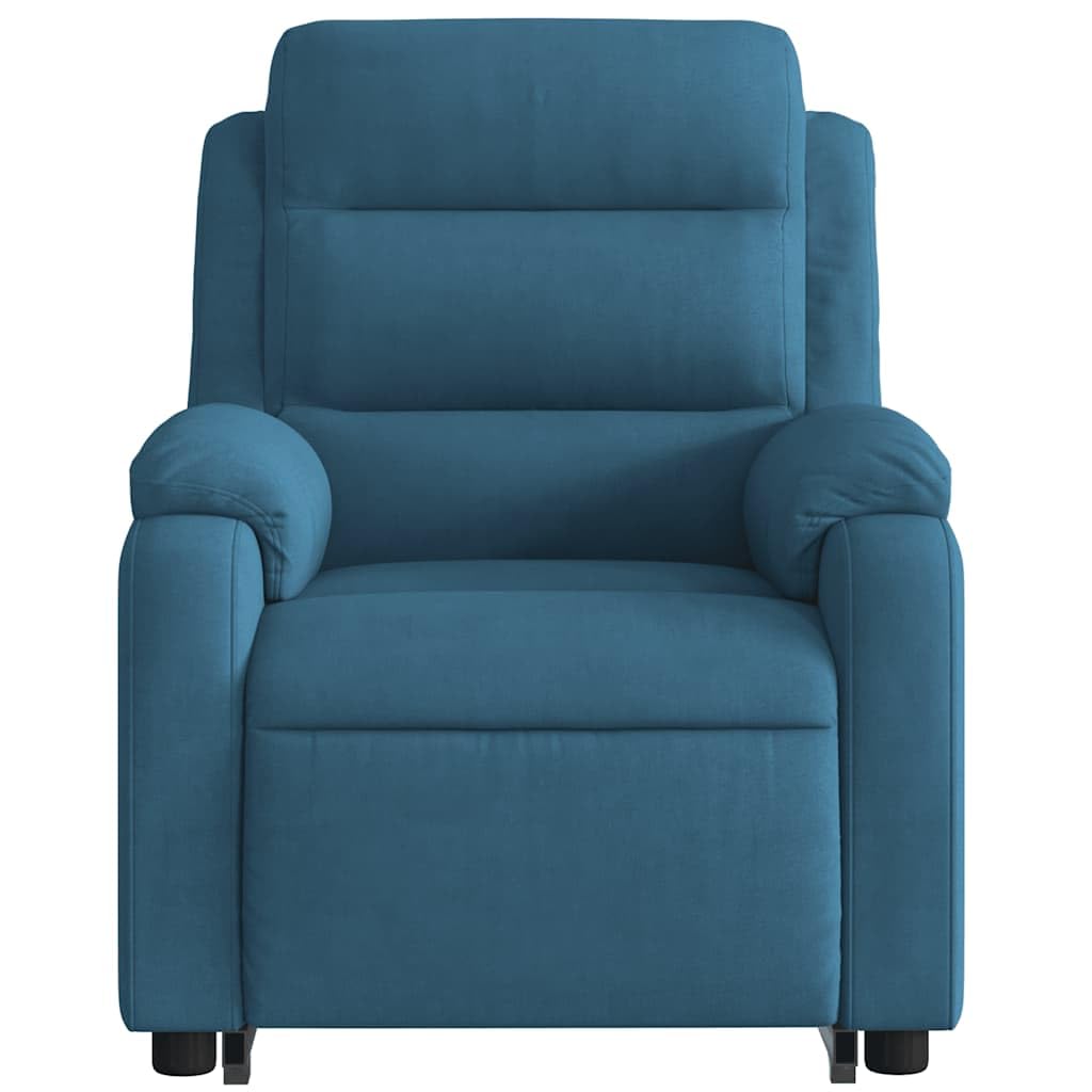 Relaxsessel Blau aus Samt mit Elektrischer Aufstehhilfe & Manueller Liegefunktion 75x92,5x100 cm für Wohnzimmer, Schlafzimmer & Seniorengerecht