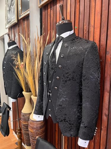 3 Pieces Men's Tuxedo Suit Slim Paisley Blazer Jackets Vest Pant Sets for Homecoming,Wedding,Party,Prom3