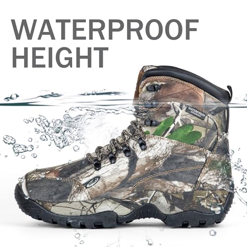 Men's Waterproof Hunting Boots, 7" Insulated Lightweight Hiking Boot, 200g Thinsulate3
