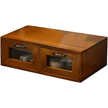 LIFKOME Wood Desk Organizer, 2 Drawers Bamboo Storage Box, Coffee