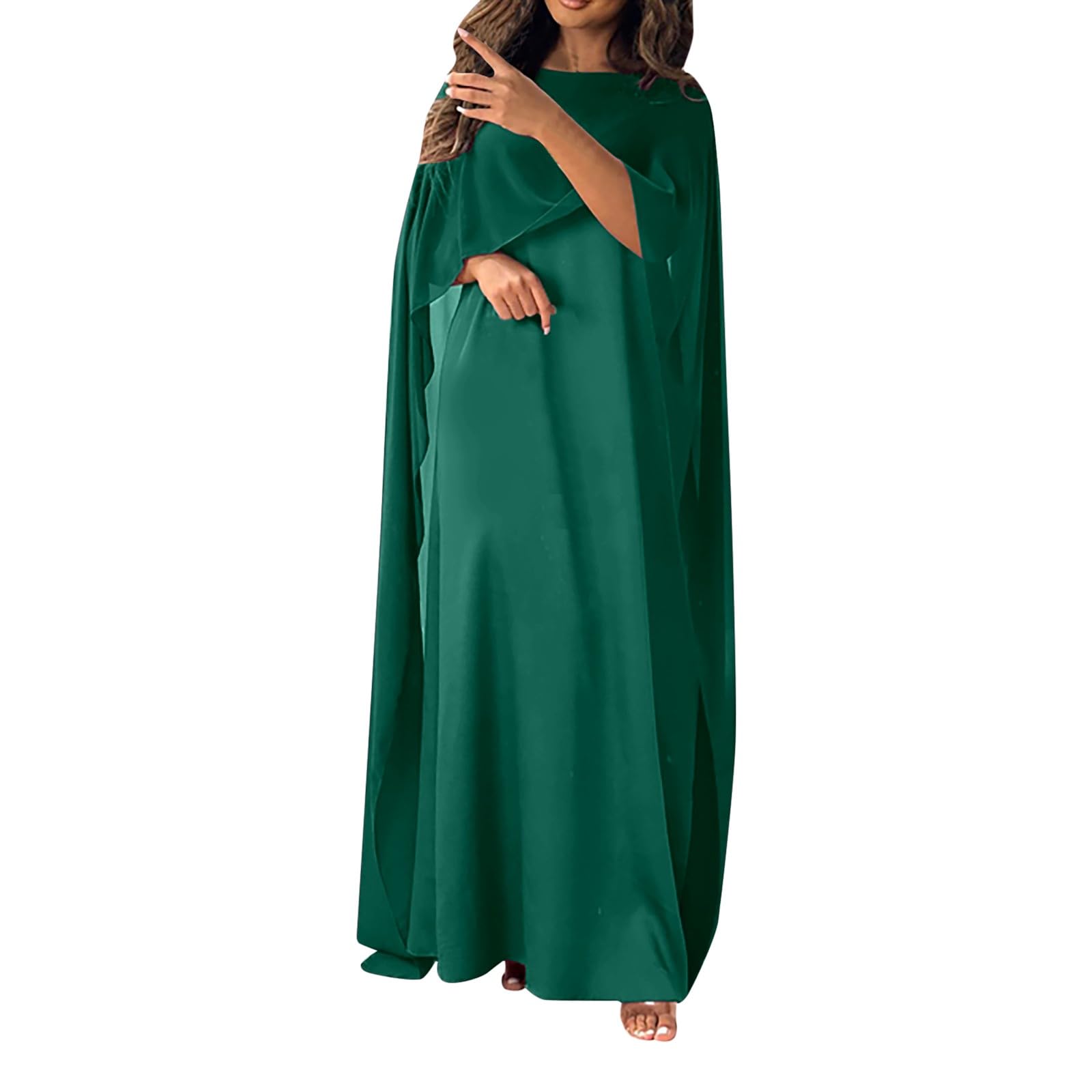 Prayer Dress for Muslim Women Casual Elegant Abaya Gown Wedding Guest Loose Dresses Muslim Festival Party Evening Sun Dress Occasion Dresses for Women UK Green
