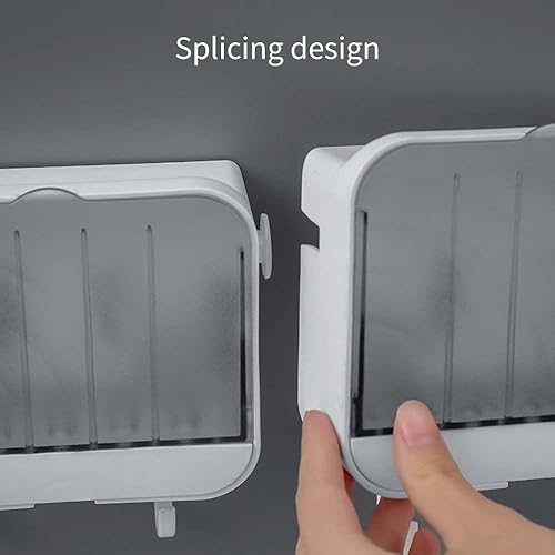 Miniatura 8 de Jabonera para ducha, soporte de jabón para pared de ducha, jabonera autodrenante con tapa, bandeja de jabón montada en la pared para baño bañera