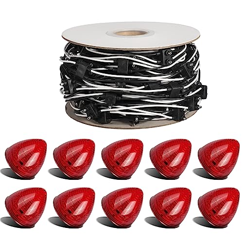 Partsam 10Pcs 2 Inch Round Beehive Cone Led Side Marker Clearance Lights + 1Pcs 2 Prong Continuous Wire Harness Roll #TOP17
