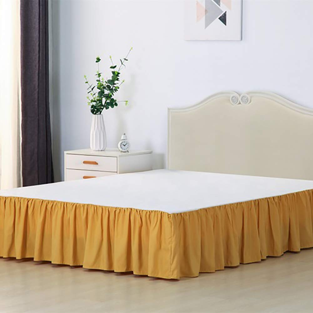 Jupe de lit volants de poussière jaune 150x203cm avec élastique tout autour