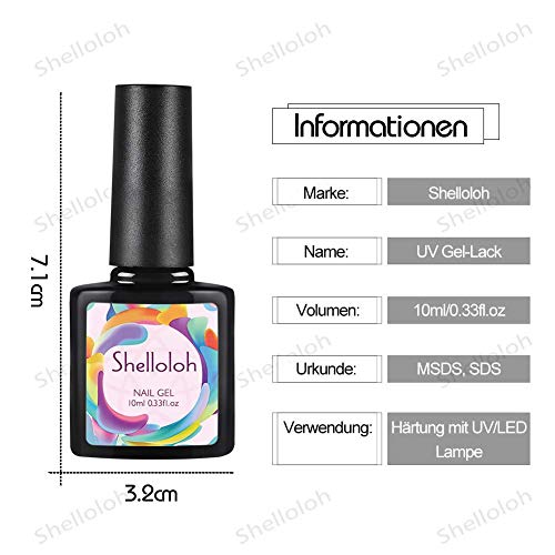 Shelloloh UV Nagellack Set 10 Farben UV Gel lak Soak off Gel polish Gel-Lack Kit 10ml - Afbeelding 4