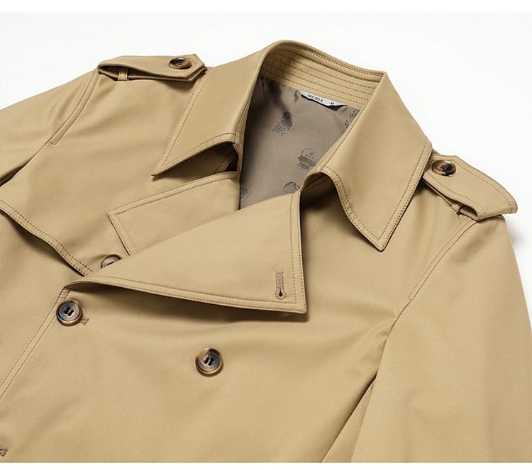 Generico Trench Uomo, Cappotto Mod Di Media Lunghezza, Doppio Petto, Bavero, Giacca Con Cintura, Spesso, Classico, Da Ufficio, Casual, Da Lavoro, Slim Fit, Soprabito