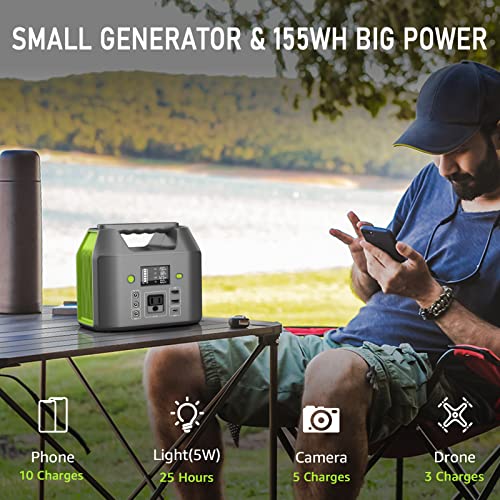 EnginStar 150W Portable Power Station with 6 Outputs & LED Light for Home and Camping