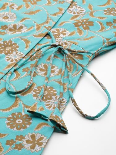 Image of feranoid Floral Print Angrakha 3 Sleeves Flared Kurti