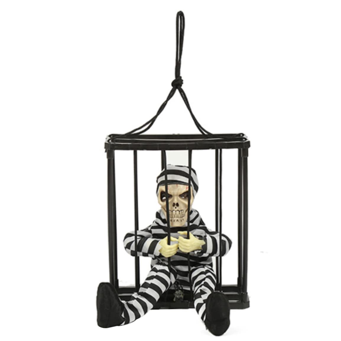 Scary Talking Prisoner with Motion Sensor and Red-eyes Screaming Animated Halloween Decorations, Animatronics Pranks, Halloween Decor Props Pranks for Kids Adults No Battery hallowen decorations