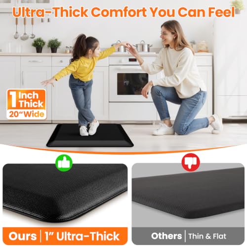 Image of 1-Inch Thick Anti-Fatigue Mat for Kitchen and Standing Desk, 20 inchx24 inch, Black