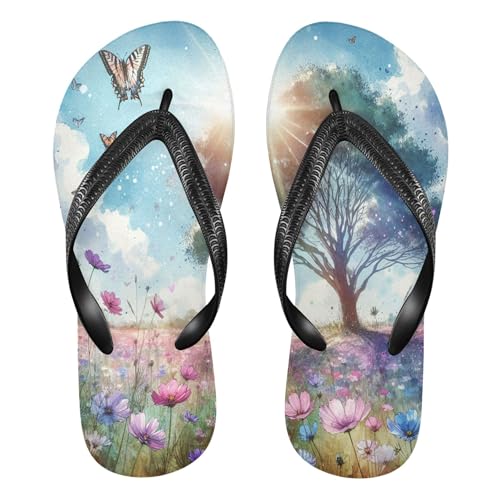 Burbuja Sunny Field Flip Flops for Women Men, Soft Thong Sandals Rubber Slippers for Pool Beach Essentials