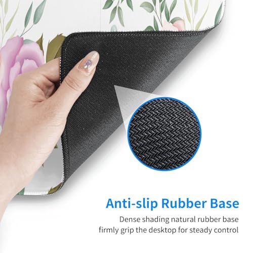 Image of Large Gaming Mouse Pad, Waterproof Extended Floral Mousepad Desktop, Big Long Non-Slip Pink Flower Mouse Mat for Laptop, Keyboard, Computer for Decor Office, 31.5 * 11.8 in