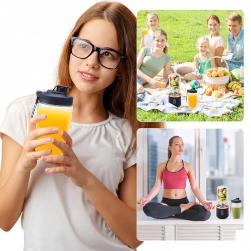 Image of DDN R Portable Blender Mixer Juicer for Home | Mini Blender for Smoothies & Juices | 2-Jar Capacity (400ml*2) | 40 Watts Fruit Mixers 1500 Mah USB Rechargeable Battery | Auto Stop 40 Seconds |