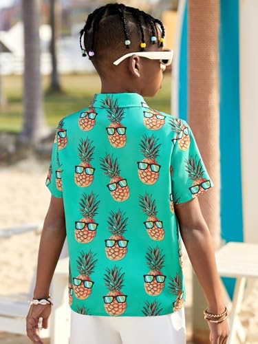 WDIRARA Boy's Fruit Print Button Down Boho T Shirt Collared Neck Short Sleeve Casual Summer T Shirts2
