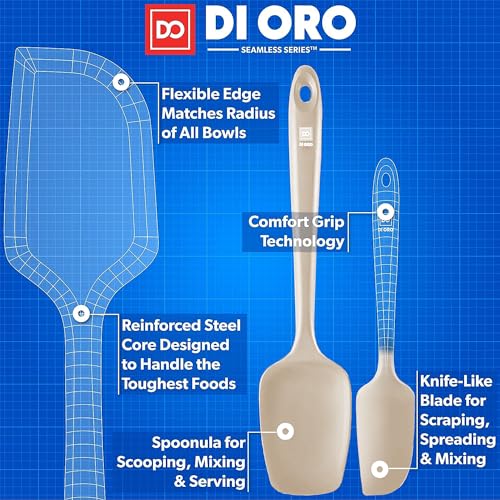 Image of DI ORO Silicone Spatula Set - Rubber Kitchen Spatulas for Baking, Cooking, & Mixing - 600F Heat-Resistant & BPA Free Silicone Scraper Spatulas for Nonstick Cookware - Dishwasher Safe (3pc, Clay)