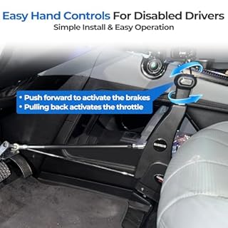 Bopowo Handicap Drivers Fixed Hand Controls Permanent Device, Driving Hand Controls Car Pedal Assist Controls（Highly Adaptable Version）