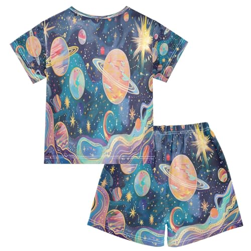 senya Short Sleeve Pajamas Sets Summer Cotton Sleepwear Art Nouveau Colourful Pas2