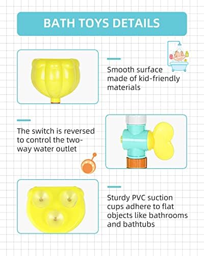 E-SMARTER Baby Bath Toy, 14Pcs Water Works Pipes Kids Bath Toys, Bath Time Waterfall Water Toys for the Bathtub Toddlers Plug & Play, Gifts for Boy Toddler Kids Children Toy for 2 3 4 5 6 7+ Year Olds