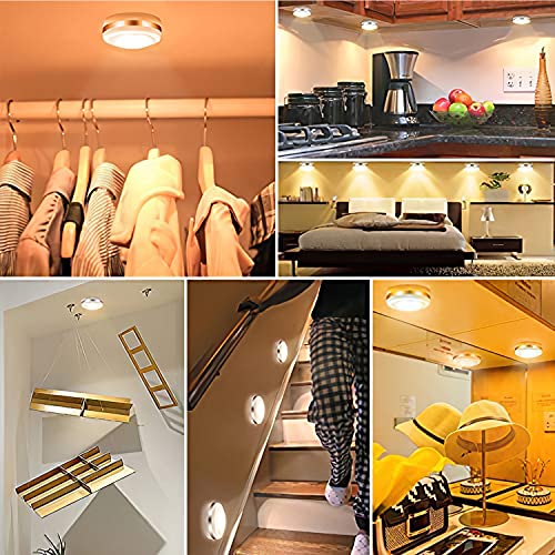 Under Cabinet Lights 6 Pack, Bawoo Led Puck Lights Remote Control, 4000K Natural Warm White Brightness Dimmable Battery Powered Touch Closet Cupboard Kitchen Wardrobe Lights #TOP2