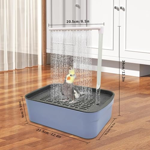Image of Parrot Bathtub Bird Automatic Bath Shower Bird Bath for Cage with 180 Circulating Faucet Contains USB and Power Plug for Small Medium Birds Cockatiel Lovebird (Bath Machine)