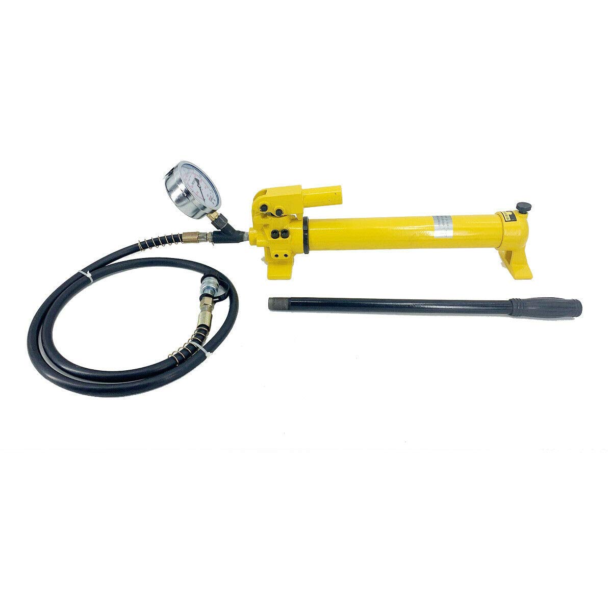 Hydraulik Handpumpe, 700bar Hydraulikpumpe mit Manometer, CP-700 900ccm Manuelle Hydraulikpumpe, 2 stufige hydraulische Druckpumpe mit Handhebel 4 Fuß Schlauch für Richtsatz Druckzylinder
