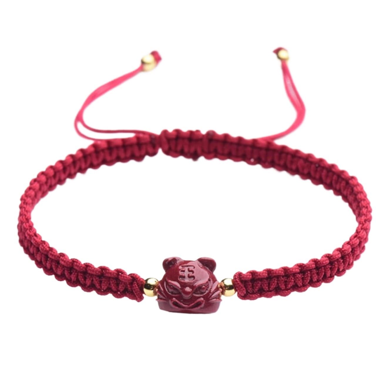 Pulsera de Cristal, 2 Pulseras de Hilo Rojo con talismán cinabrio, Pulsera roja for protección Ajustable