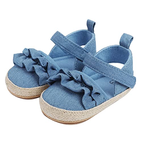 RNTOP Baby Infant Boy Girl Sandals Shoes First Walkers Prewalkers Ruffles Non-Slip Soft Sole Prewalker (Blue, 13 Toddler)